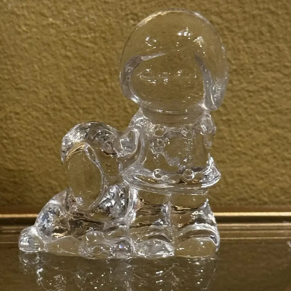 Vintage Clear Glass Girl with Puppy Dog Figurine 2 1/2